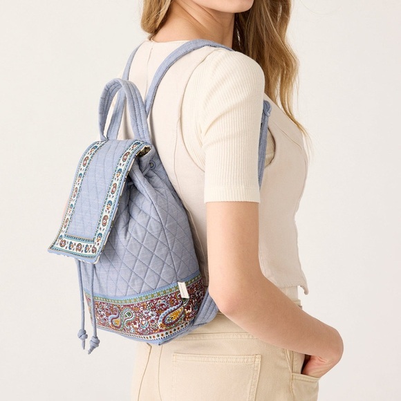 Vera Bradley Handbags - Vera Bradley Light Blue Quilted Paisley Accent Backpack